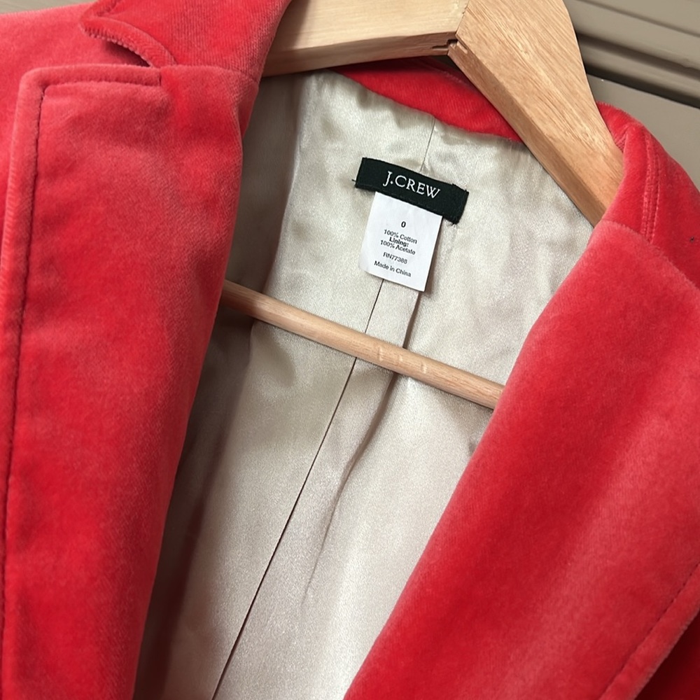 J. Crew Red Velvet Blazer - Picture 2 of 8